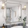 714O_fNQ32L._AC_SL1500 20x30 Silver Bathroom Mirror, Silver Wall Mirror for Vanity, Brushed Metal Framed Rectangle Mirror, Anti-Rust, Brushed Nickel,Shatterproof, Round Corners(Horizontally/Vertically)