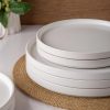 Ceramic Dinnerware Sets of 4, Modern Flat Stoneware Plates and Bowls Sets,Chip and Crack Resistant | Dishwasher & Microwave Safe Dishes Set,Scratch Resistant- Service for 4 (12pc)-Matte White