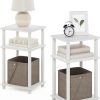 3-Tier Open Storage Nightstand, 1-Pack, Plastic Poles, Sonoma Oak/White