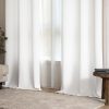 White Faux Linen Textured Curtains 72 Inch Length 2 Panels Set for Living Room Bedroom Privacy Casual Weave Farmhouse Burlap Semi Sheer Grommet Top Light Filtering Window Drapes, W37 x L72