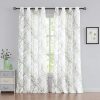 Tree Print Yellow Grey and White Curtains for Living Room Windows - Linen Textured Grommet Branches Pattern Window Treatment Set for Bedroom - 50" W x 96" L - (2 Panels)