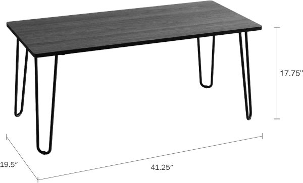 715y-4HsJyL._AC_SL1500 Lavish Home Coffee Table with Hairpin Legs - Modern Industrial Style Home Decor - Woodgrain-Look and Steel Accent Living Room Furniture (Black)