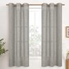 Natural Linen Curtains 63 Inch Length 2 Panels Bronze Grommet Linen Textured Short Window Drapes Light Filtering for Living Room Bedroom, 52 X 63 Inch