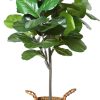 Artificial Fiddle Leaf Fig Tree 37" Fake Potted Ficus Lyrata Plant with Handmade Seagrass Basket, Perfect Faux Plants Home Décor for Indoor Outdoor Office Porch Balcony Bedroom Bathroom Gift