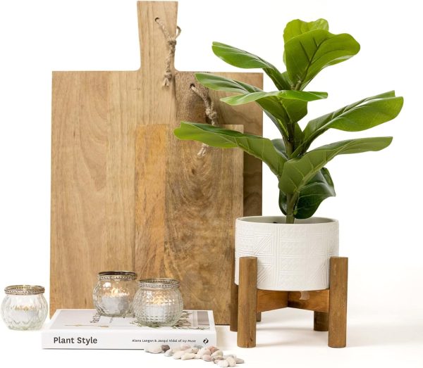 716O5-T31FL._AC_SL1500 Artificial Plant for Desk Decor | 15.5" Fake Plant with Stand | Faux Plant Indoor | Desktop Plant | Fiddle Leaf Faux Plant for Tabletop | Small Artificial Plant Indoor