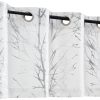Tree Print Yellow Grey and White Curtains for Living Room Windows - Linen Textured Grommet Branches Pattern Window Treatment Set for Bedroom - 50" W x 96" L - (2 Panels)
