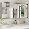 7178cJVVxBL._AC_SL1500 22x30 Inch Bronze Bathroom Mirror for Vanity, Brushed Bronze Metal Frame Mirror for Wall, Rounded Rectangle Bronze Frame Mirror with Tempered Glass, Anti-Rust (Horizontal/Vertical)