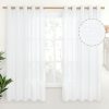 Natural Linen Curtains 63 Inch Length 2 Panels Bronze Grommet Linen Textured Short Window Drapes Light Filtering for Living Room Bedroom, 52 X 63 Inch