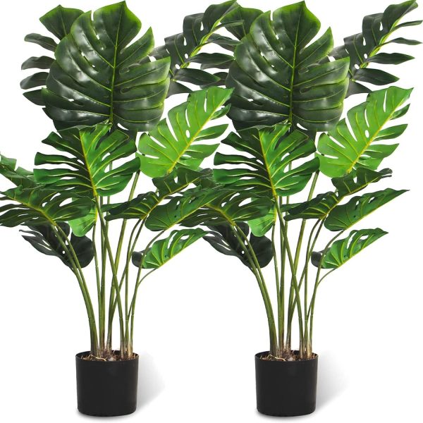 Artificial Monstera Plant 4FT Tall Fake Swiss Cheese Potted Faux Tropical Floor Plants Indoor Decorative House Palm Trees for Home Office Living Room Decor
