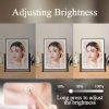 Lighted Vanity Mirror Fashion Makeup Mirror 12in Black for Desktop with Detachable,10x Magnifying,360° Rotation,Adjustable Warm White/Natural/Daylight Dimmable Light Memory,Birthday Gift for Woman