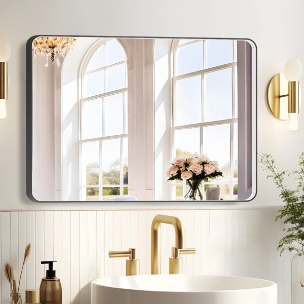 Hollywood Bathroom Mirror 12"*16", Framed Lighted Bathroom Vanity Mirror, Wall Mounted, Dimmable LED Mirror for Bathroom,Gold