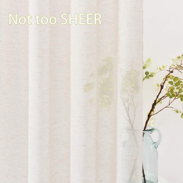 718Y34NA18L._AC_SL1500 Linen Sheer Curtains 108inches Long for Living Room Flax Blend Retro Window Draperies for Bedroom Sheers Rod Pocket 52" w x 2Panel Natural