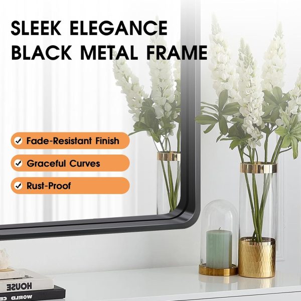 71BGtDuNriL._AC_SL1500 22x30 Inch Black Bathroom Mirror - Metal Frame Rectangle Vanity Mirror for Wall - Ideal for Bathroom, Living Room, Bedroom, and More - Hanging Horizontal or Vertical