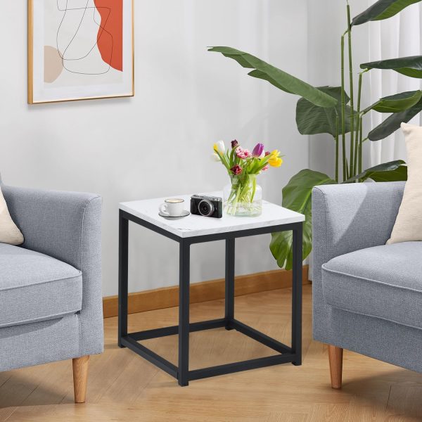 71BNtobT-dL._AC_SL1500 Modern End Table, Square Small Coffee Sofa Side Table with Metal Frame