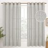 Natural Linen Curtains 63 Inch Length 2 Panels Bronze Grommet Linen Textured Short Window Drapes Light Filtering for Living Room Bedroom, 52 X 63 Inch