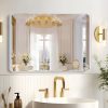 Hollywood Bathroom Mirror 12"*16", Framed Lighted Bathroom Vanity Mirror, Wall Mounted, Dimmable LED Mirror for Bathroom,Gold