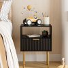 71Bwj7oQIDL._AC_SL1500 Nightstand,Fluted Bedside Table with Gold Frame,White Nightstand,Bedside Furniture, Modern Side Table with Drawer and Shelf for Bedroom,Living Room