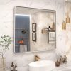 71C-qtNuGjL._AC_SL1500 20x30 Silver Bathroom Mirror, Silver Wall Mirror for Vanity, Brushed Metal Framed Rectangle Mirror, Anti-Rust, Brushed Nickel,Shatterproof, Round Corners(Horizontally/Vertically)