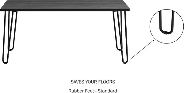 71CDLfwRaaL._AC_SL1500 Lavish Home Coffee Table with Hairpin Legs - Modern Industrial Style Home Decor - Woodgrain-Look and Steel Accent Living Room Furniture (Black)