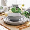 Ceramic Dinnerware Sets,Double Color Glaze Plates and Bowls Set,Highly Chip and Crack Resistant | Dishwasher & Microwave Safe | Round Dishes Set Service for 4 (12pc)