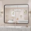 Black Bathroom Vanity Mirror for Wall, 22x30 Inch Metal Framed Wall Mirror Farmhouse Rectangle, Anti-Rust, Tempered Glass, Hangs Horizontally or Vertically