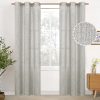 Natural Linen Curtains 63 Inch Length 2 Panels Bronze Grommet Linen Textured Short Window Drapes Light Filtering for Living Room Bedroom, 52 X 63 Inch