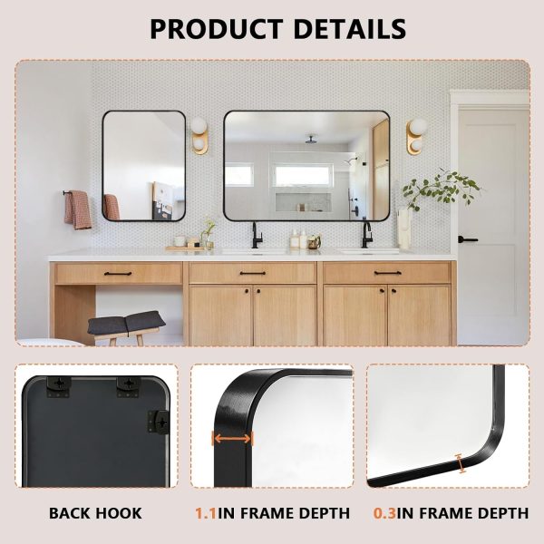 71Dn7c_tN_L._AC_SL1500 Bathroom Wall Mirror -20x28 Vanity Mirrors Large Wall-Mounted Makeup Mirror Over Sink for Bedroom/Farmhouse/Entrance, Black Rectangle Framed Anti-Rust Shatterproof Mirrors