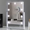 Lighted Makeup Mirror, Hollywood Vanity Mirror with Lights, Three Color Lighting Modes, and 5X Magnification Mirror, Smart Touch Control, 360°Rotation (15.2in. White)