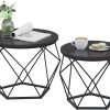 71EKQ4EAubL._AC_SL1500 Small Coffee Table Set of 2, Round Coffee Table with Steel Frame, Side End Table for Living Room, Bedroom, Office, Rustic Brown and Black