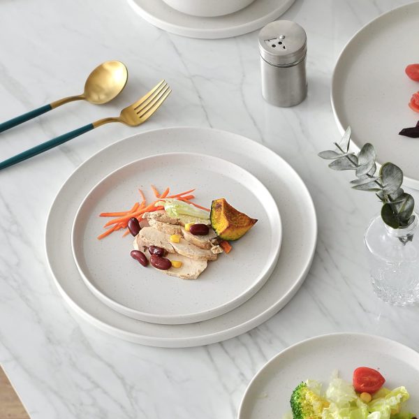 71ERmiAOEbL._AC_SL1500 12Pcs Melamine Dinnerware Set, White Dinnerware Set Indoor and Outdoor Use Plates and Bowls Sets For 4 Dishes Camping Dishwasher Safe BPA Free(Sage White)