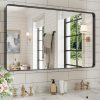 71Ecng9ZAcL._AC_SL1500 22x30 Inch Bronze Bathroom Mirror for Vanity, Brushed Bronze Metal Frame Mirror for Wall, Rounded Rectangle Bronze Frame Mirror with Tempered Glass, Anti-Rust (Horizontal/Vertical)