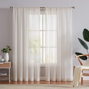 71Ekru8fskL._AC_SL1500 Linen Sheer Curtains 108inches Long for Living Room Flax Blend Retro Window Draperies for Bedroom Sheers Rod Pocket 52" w x 2Panel Natural