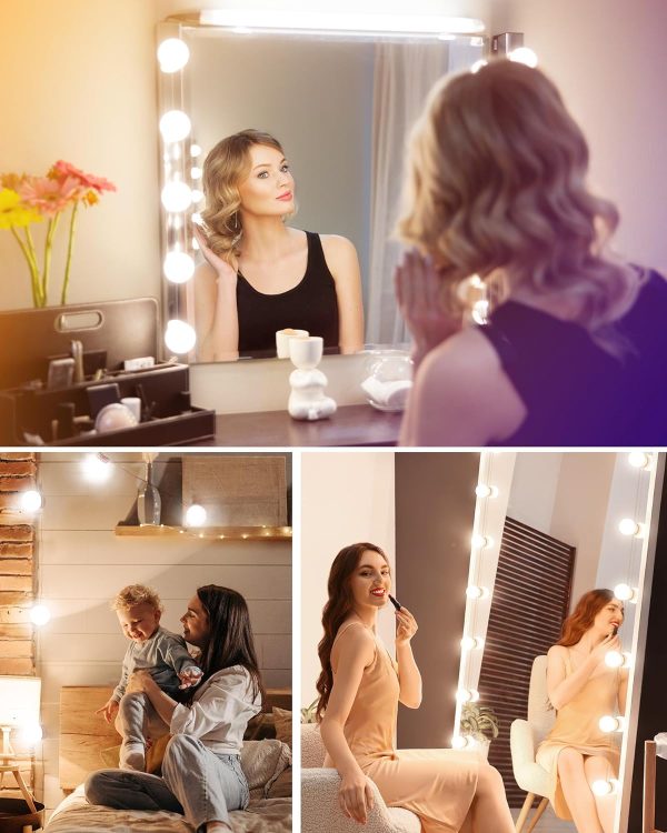 71ElLb8oJcL._AC_SL1500 Hollywood Style Led Vanity Mirror Lights Kit - Vanity Lights Have 10 Dimmable Light Bulbs for Makeup Dressing Table and Power Supply Plug in Lighting Fixture Strip, White (No Mirror Included)