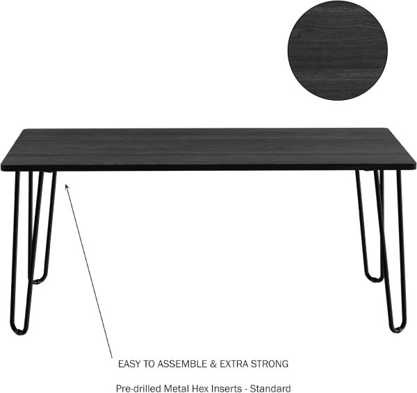 71FatZdO-FL._AC_SL1500 Lavish Home Coffee Table with Hairpin Legs - Modern Industrial Style Home Decor - Woodgrain-Look and Steel Accent Living Room Furniture (Black)
