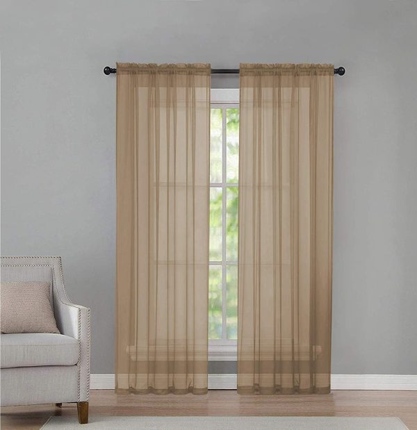 71Fhd16ir0L._AC_SL1500 2 Pack: Basic Rod Pocket Sheer Voile Window Curtain Panels - Assorted Colors (White, 84 in. Long)