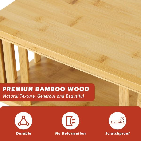 71G08waC4LL._AC_SL1500 Bamboo Nightstand with Solid Legs Small Side Tables Mid Century Modern Bedside Table for Kids' Bedroom and Small Space, Natural