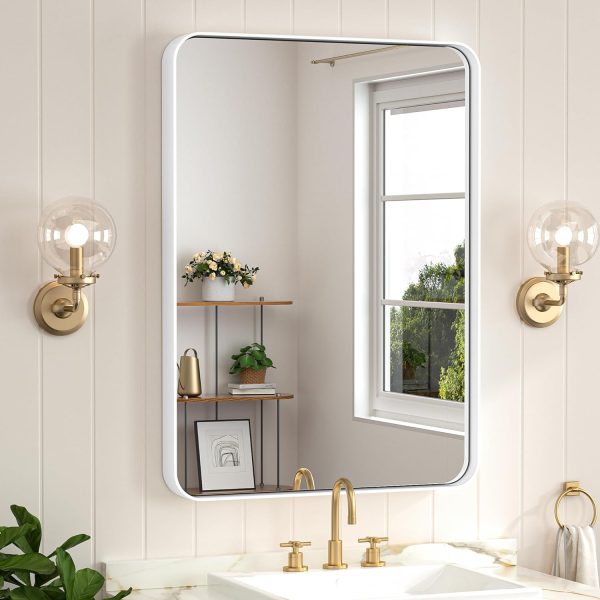 71GaPBZ5JEL._AC_SL1500 Black Metal Framed Bathroom Mirrors for Wall, 20 x 30 Inch Rounded Rectangle Bathroom Vanity Mirror, Matte Black Farmhouse Mirror with Seamless Frame, HD Tempered Glass(Horizontal/Vertical)