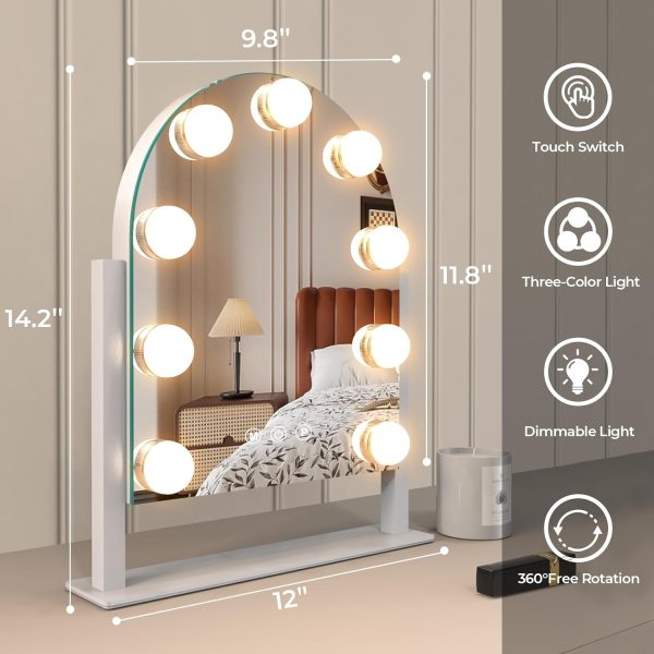 71GdD2cUg7L._AC_SL1500 Makeup Mirror with Lights, Vanity Mirror with Lights, Lighted Makeup Mirror, 3 Color Modes, Dimmable Light,360° Rotation