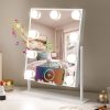 71GmueZUE0L._AC_SL1500 Vanity Mirror with Lights Hollywood Lighted Makeup Mirror with 9 Dimmable Bulbs & 3 Color Lighting Modes, Detachable 10X Magnification Mirror and 360 Degree Rotation(White)