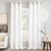 White Faux Linen Textured Curtains 72 Inch Length 2 Panels Set for Living Room Bedroom Privacy Casual Weave Farmhouse Burlap Semi Sheer Grommet Top Light Filtering Window Drapes, W37 x L72