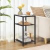 Side Tables Set of 2, 3-Tier Slim Nightstands with Storage Shelves, Modern End Tables, Tempered Glass Bedside Tables, for Living Room, Bedroom, Black BK77BZP201