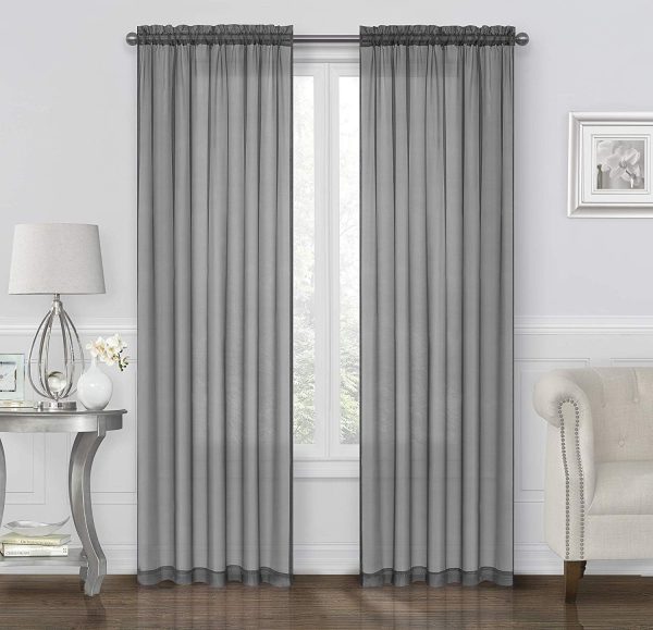 71HdRv5LckL._AC_SL1500 2 Pack: Basic Rod Pocket Sheer Voile Window Curtain Panels - Assorted Colors (White, 84 in. Long)