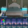 71He0dpGihL._AC_SL1200 LED Nightstand White Nightstand with Led Lights Modern Night Stand with 2 High Gloss Drawers Led Bedside Table Smart Nightstand for Bedroom 20.5” Tall