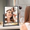 Hollywood Vanity Mirror with Lights 8 Dimmable Bulbs, 3 Color Light, Touch Control, LED Lighted Makeup Mirrors for Dorm, Detachable 10X Magnification Mirror Black