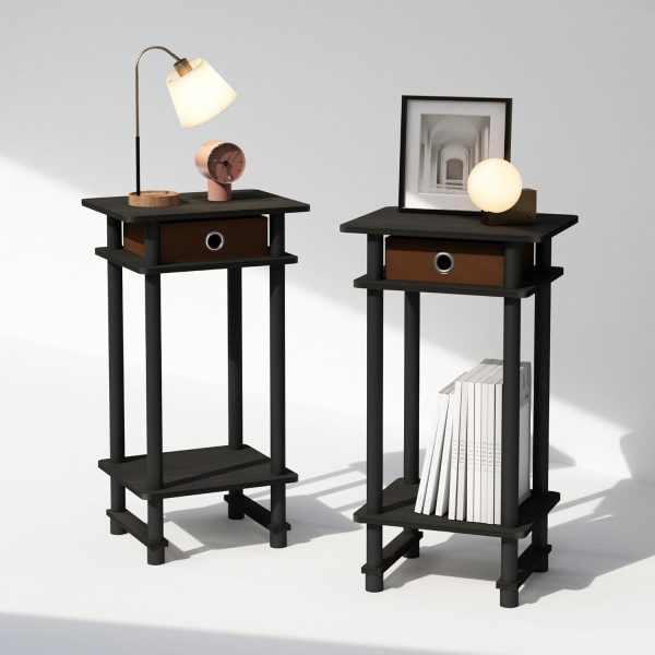 3-Tier Open Storage Nightstand, 1-Pack, Plastic Poles, Sonoma Oak/White