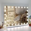 71IqRg86dXL._AC_SL1500 Vanity Mirror Makeup Mirror with Lights,10X Lens,22.8"x 18.1" Hollywood Lighted Vanity Mirror with 15 Dimmable LED Bulbs,3 Color Modes,Touch Control for Bedroom,Tabletop or Wall-Mounted