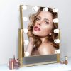 Makeup Vanity Mirror with Lights, 10X Magnification Hollywood Lighted Mirror with 9 Dimmer Led Bulbs, Plug in Light-up Beauty Mirror, Touch Screen Lighted Table Set Mirror, 360°Rotation(White)