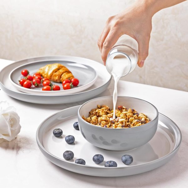 Ceramic Dinnerware Sets,Double Color Glaze Plates and Bowls Set,Highly Chip and Crack Resistant | Dishwasher & Microwave Safe | Round Dishes Set Service for 4 (12pc)