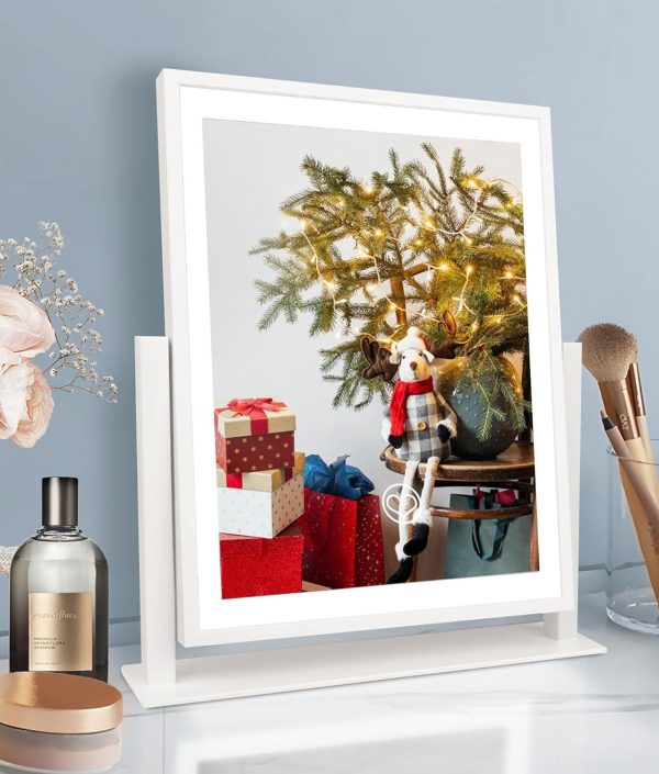 71JobcnwIEL._AC_SL1500_4b2df1ef-f7f7-4161-be14-40707ee7cb29 Makeup Mirror with Lights, Fashion Lighted Vanity Mirror with Dimmable Light, Smart Control, Adjustable Warm White/Natural/Daylight, Birthday Wedding Gift, 360°Rotation (Black, 13inch)