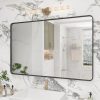 71KFoMNKfcL._AC_SL1500 20x30 Silver Bathroom Mirror, Silver Wall Mirror for Vanity, Brushed Metal Framed Rectangle Mirror, Anti-Rust, Brushed Nickel,Shatterproof, Round Corners(Horizontally/Vertically)